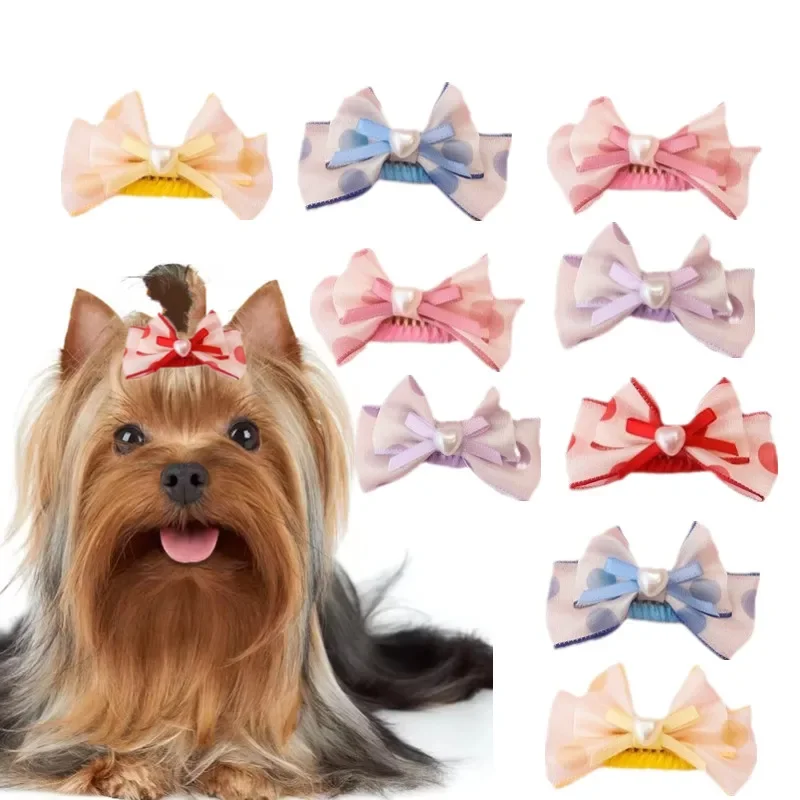 

New Bows Dog Hairpin Pet Grooming Accessories Dog Cat Pearl Hairpin Pet Girls Hairclip for Small Dogs Supplies
