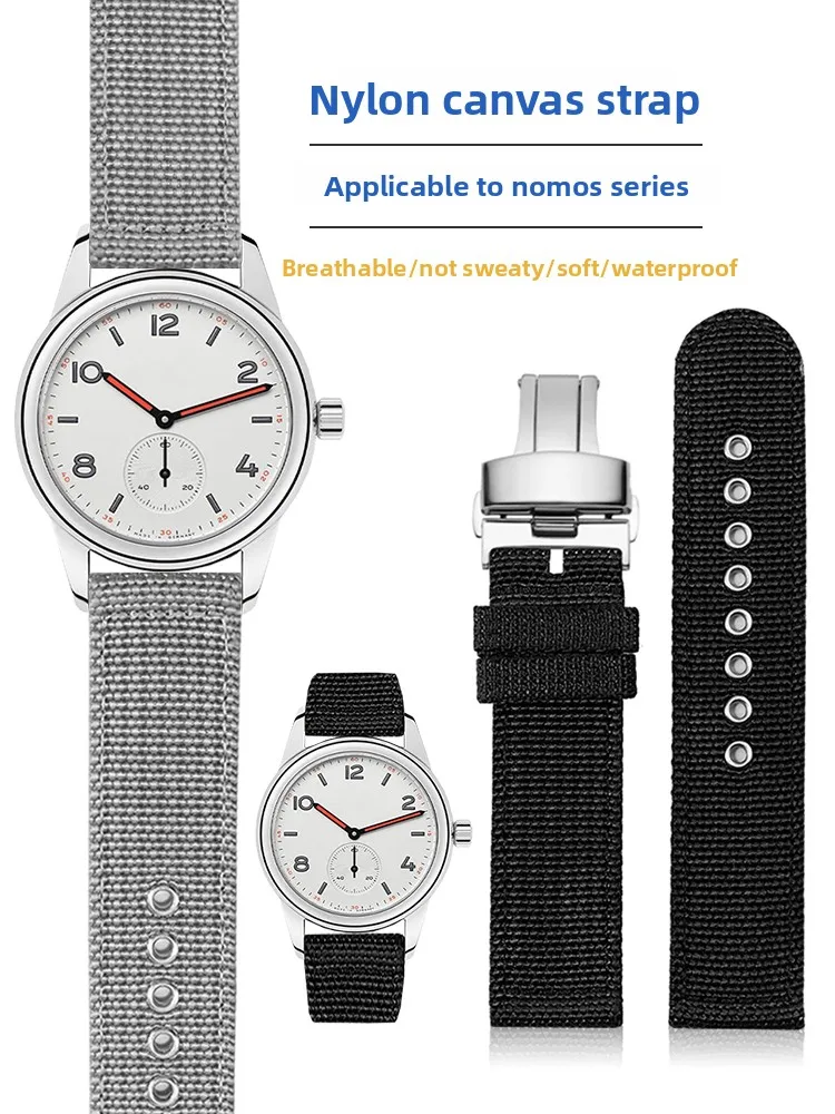 Correa de reloj de lona de nailon para NOMOS, accesorios simples y elegantes de la serie Nautical Club Metropolitan