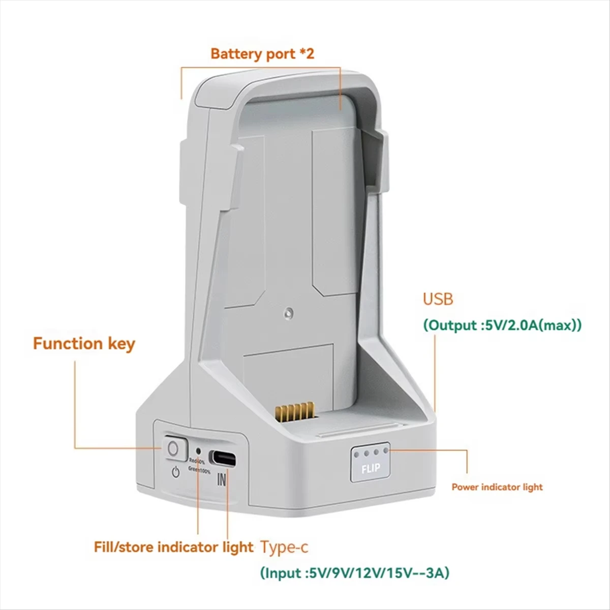 Battery Charger For DJI Flip Two-way Charging Hub Vertical Butler Power Bank Charging Station Kit For DJI Flip Drone Accessories