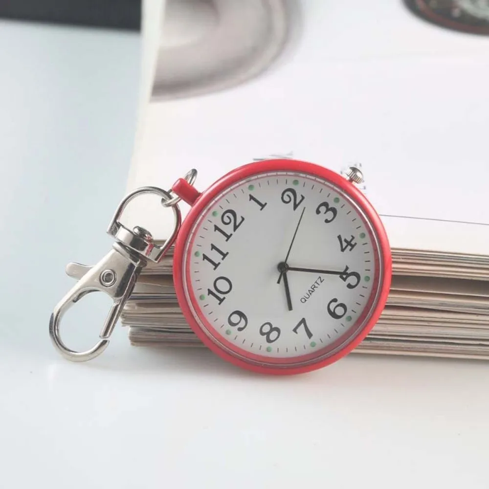 Glow in Dark Luminous Pocket Watch Easy Reading Big Numbers Key Chain Fob Clock Quartz Movement Compact Size
