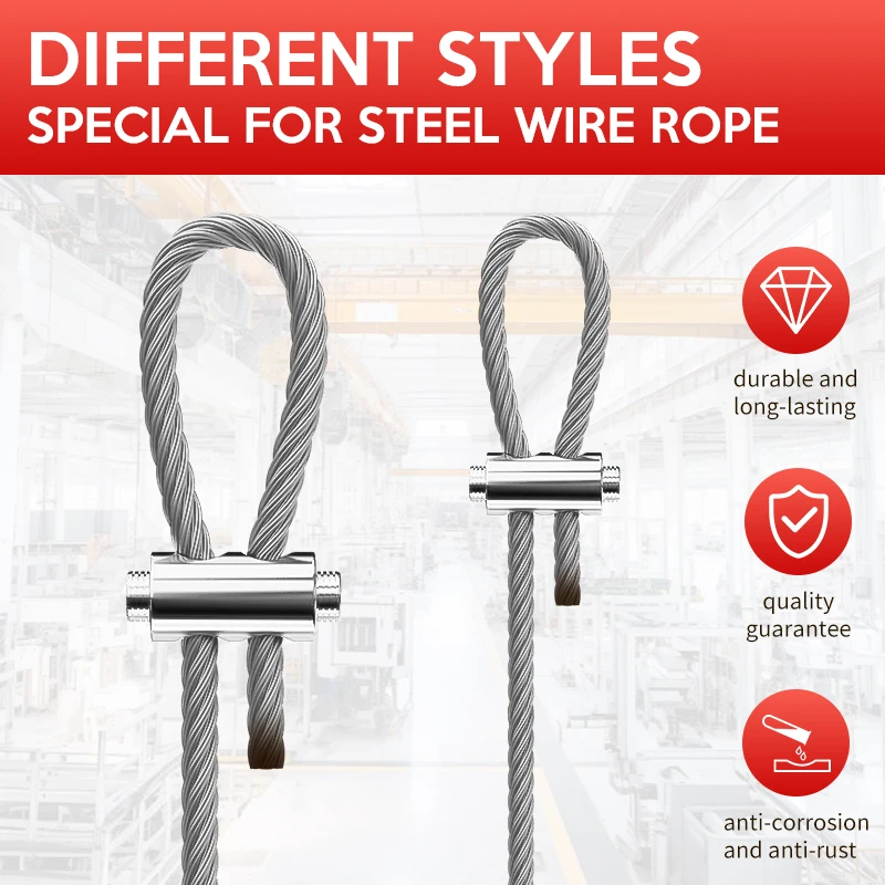 Penjepit logam yang dapat disesuaikan 2-3mm, penjepit kabel baja tahan karat, cocok untuk penjepit tali 2-3mm, tanaman pot/gantungan gambar