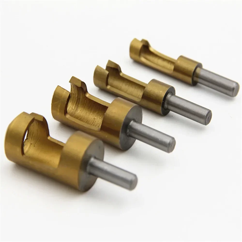 4Pcs Titanium Coated Shank Barrel Cork Drill Bit Plug Cutter Bored Hole Tenon Drills Hole Saw Arbors Woodwork Tools