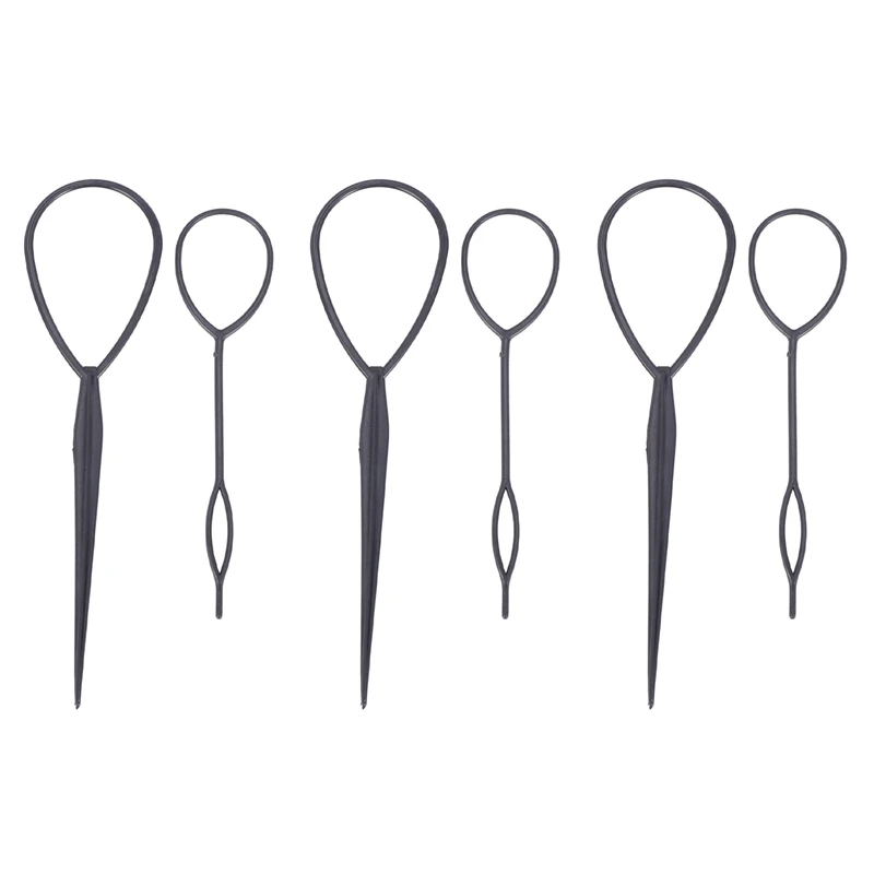 

6 Pcs Topsy Tail Hair Styler Hair Style Hair Twister Snare Loop Black