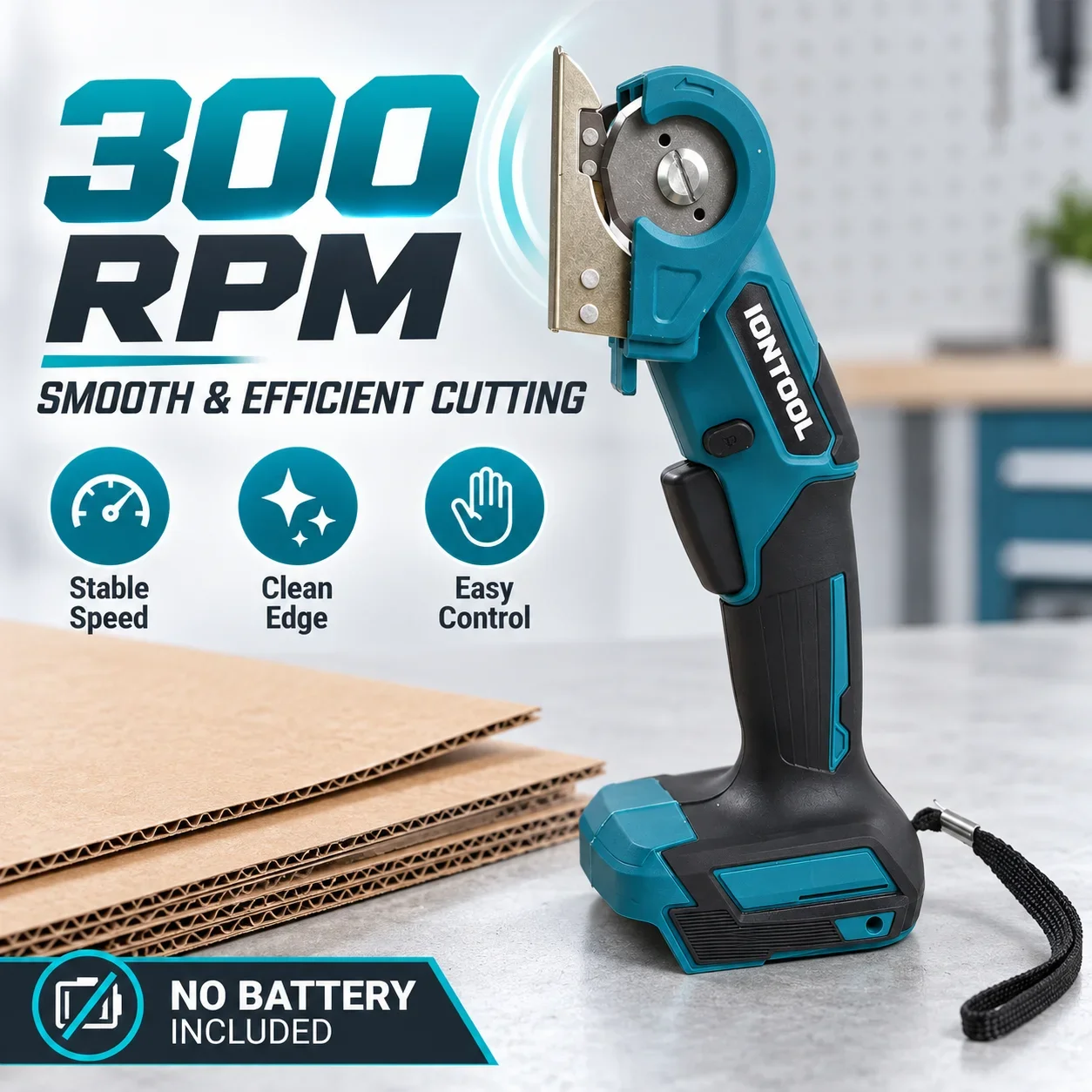 IONTOOL 80W Cordless Electric Carpet Cutter 300RPM Rotary Shears 6mm Cutting Capacity for DIY Projects on Carpet Cardboard Leath