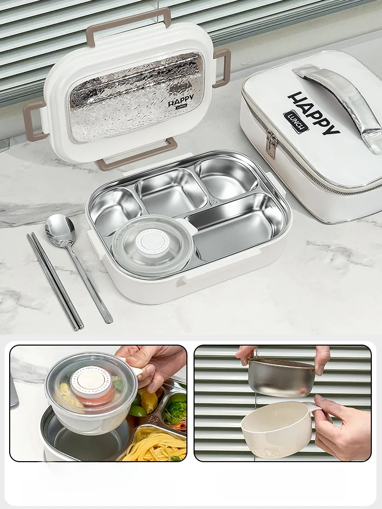 

Insulated Stainless Steel Lunch Box Student Special Microwave Safe Divided Meal Box Portable Lunch Container Food Thermos