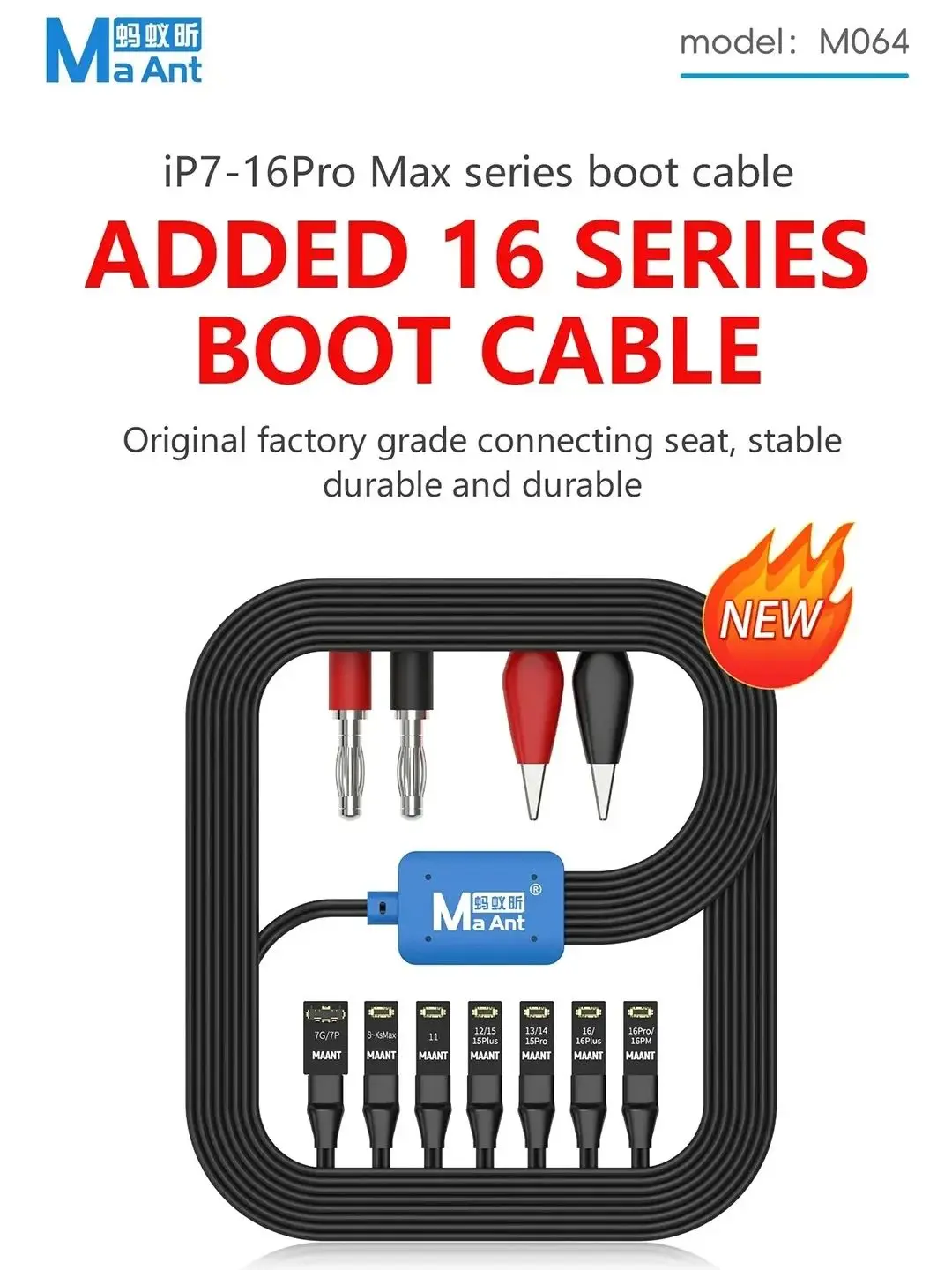 MaAnt M064 8-in-1 Power line FPC Power Supply Test Cable Boot Cable for iPhone 7 8 X 11 12 13 14 15 16 Pro Max Repair