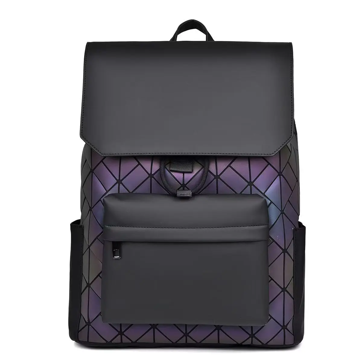 Waterproof Streetwear Backpack Diamond Laser Reflective Detail Large Capacity College Student School Bag Commuter Laptop Bag