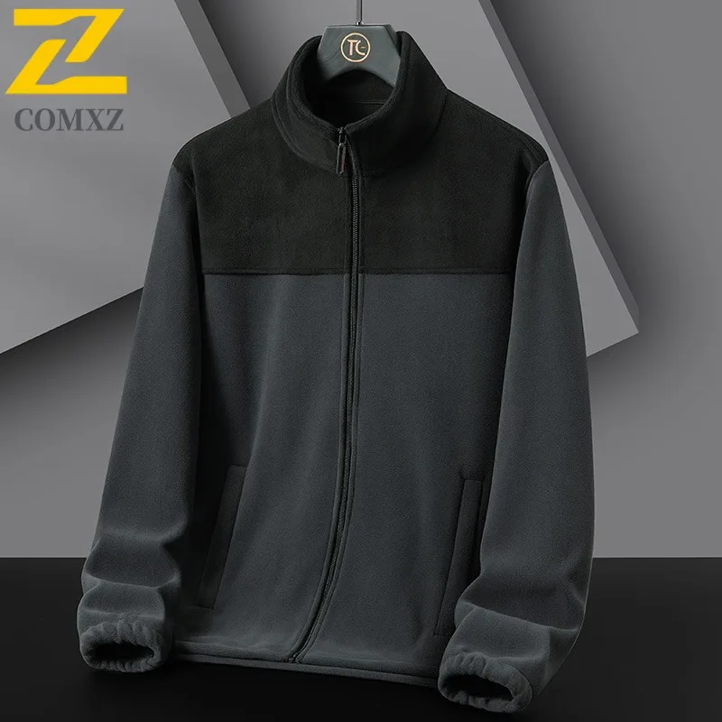 سترة رجالي COMXZ بياقة واقفة، سترة مريحة كاجوال سميكة للأعمال، لون سادة ممتاز، ملابس شتوية جديدة خفيفة الوزن #5