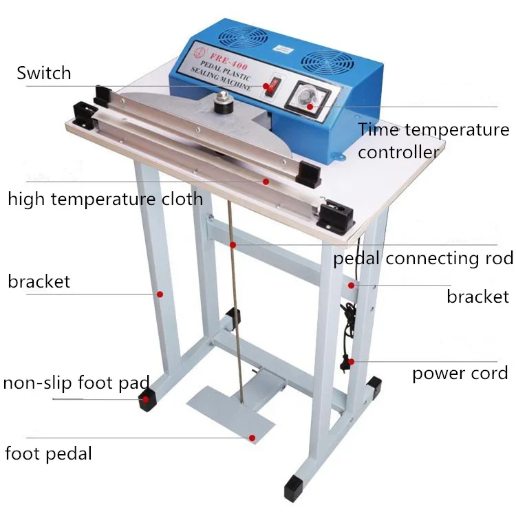 Pedal Impulse Sealer Heat Sealing Machine Plastic Bag Sealer 300-700mm Sealing Machine