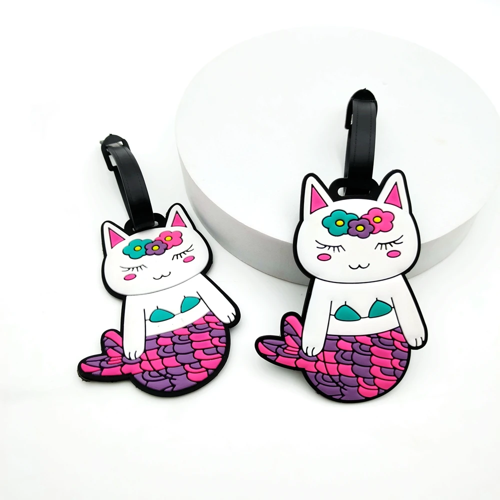 1 قطعة/2 قطعة لطيف هريرة حورية البحر علامة الأمتعة قلادة للسفر ورحلة العمل ، مصنع الطائرة الأمتعة حقيبة فقدان الوقاية العلامة ، #1