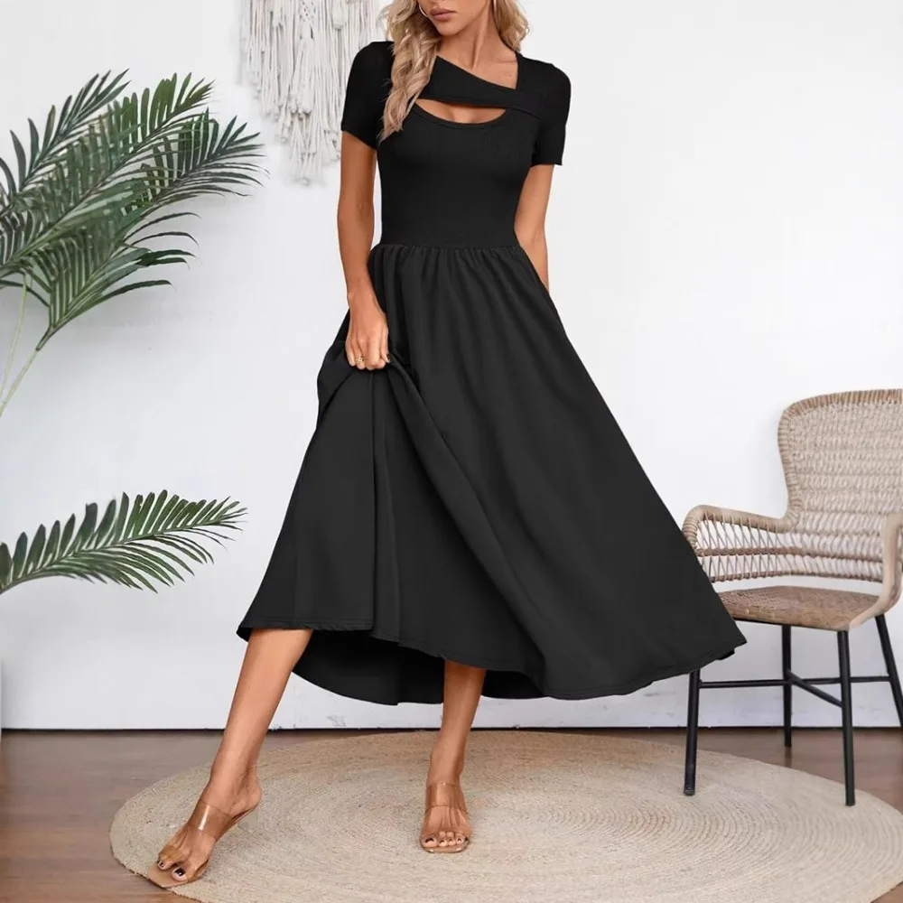 2025 Summer Temperament French Long Black A-line Women Dress