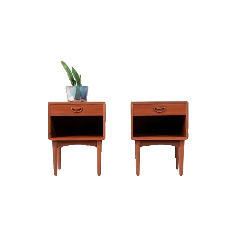 MCM style furniture medieval replica cherry wood bedside table 5