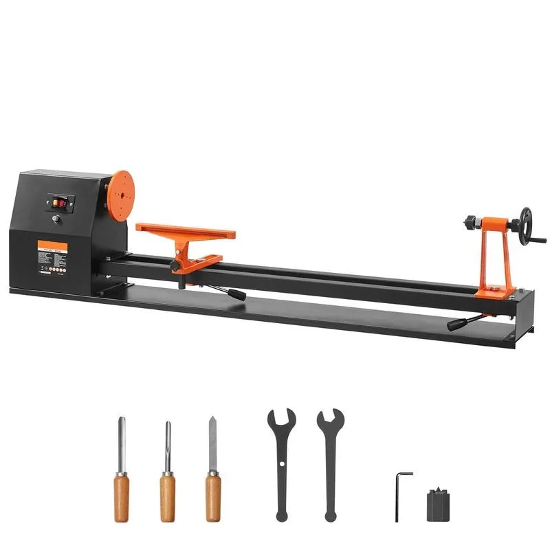 Benchtop Wood Lathe, 14 in x 40 in, 0.5 HP 370W Power Wood Turning Lathe Machine, 4 Speed Adjustable 885/1245/1715/2425 RPM with Chisels Faceplate Plastic Handle Hex Wrench, for Woodworking