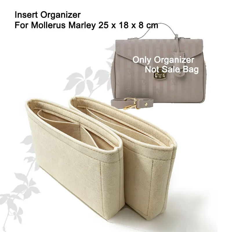 Felt Bag Organizer Insert 2Pcs Set For Mollerus Marly 25x18x8cm Shoulder Bag In Bag Inner Liner Storage Organizer Pouch