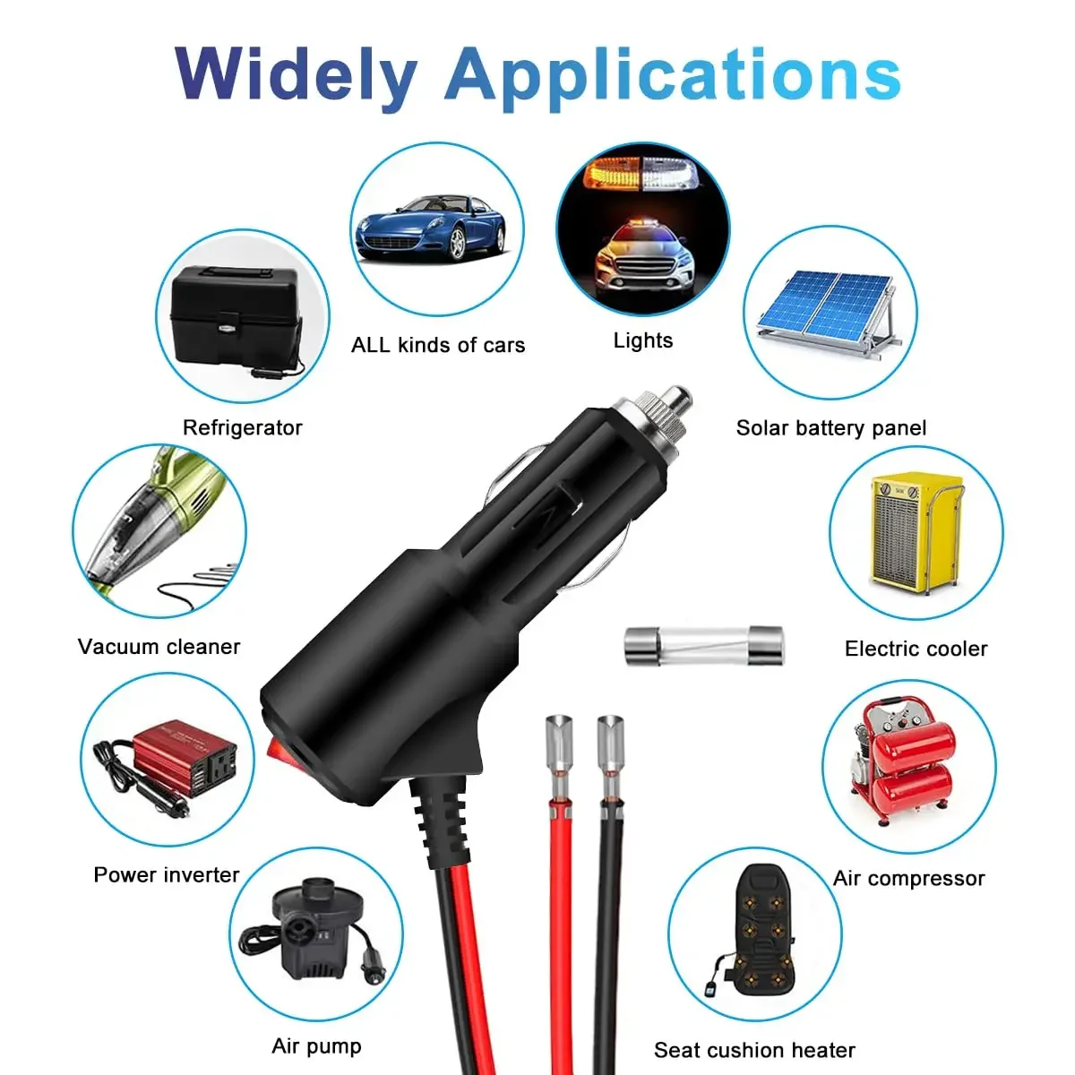 12V 24V Auto Car Cigar Lighter Socket Plug Connector Extension Cord Power Adapter On Off Switch Universal Charger Power Adapter