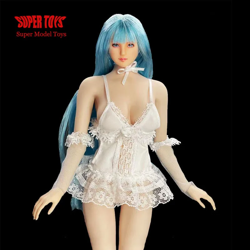 

1/6 Female Soldier Lolita Fashion Clothing Set White Lace Sling Dress Stockings Gloves For 12" TBL PH Action Figure Body Model