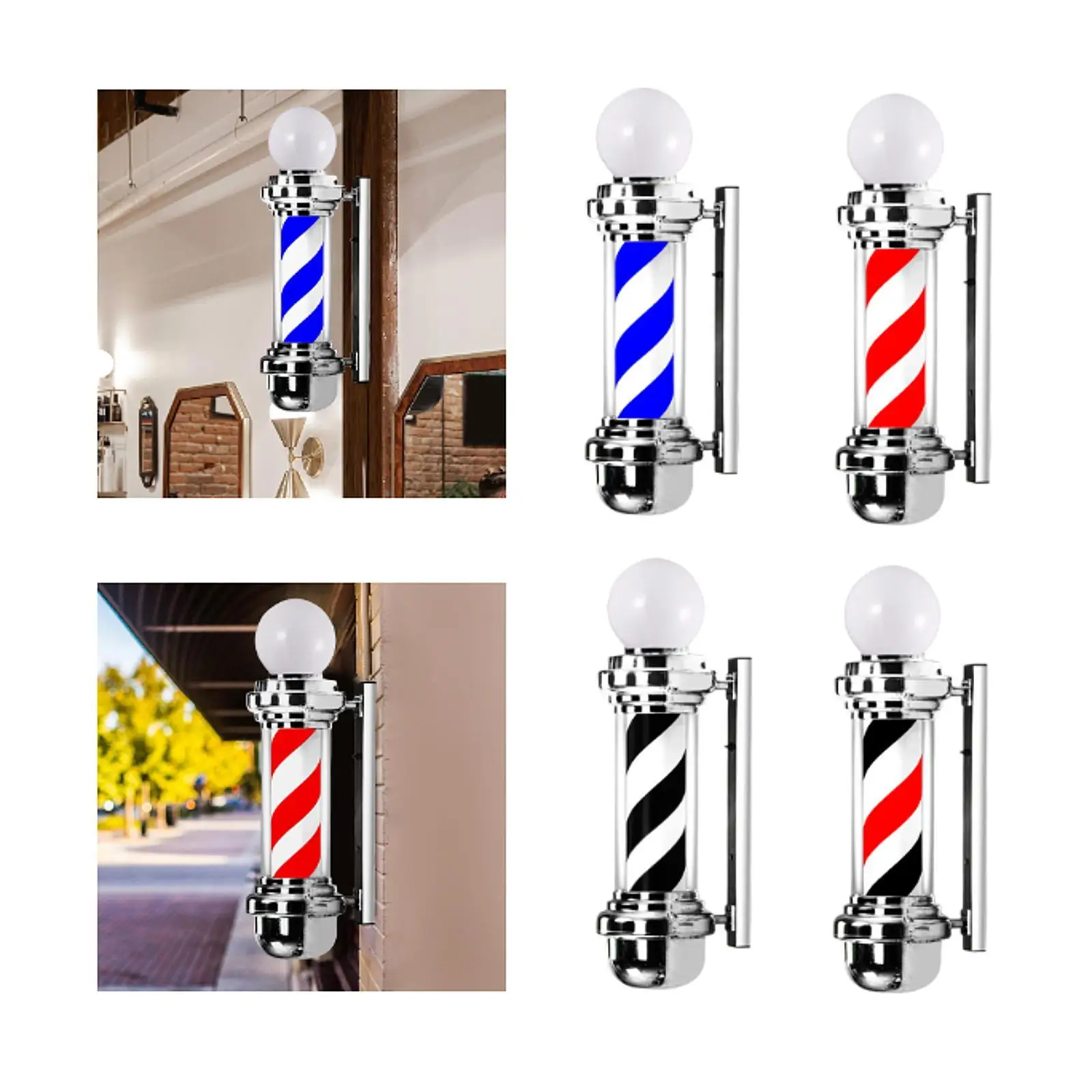 Luz de poste de barbero de 27 pulgadas, letreros clásicos, letrero abierto para exterior e interior