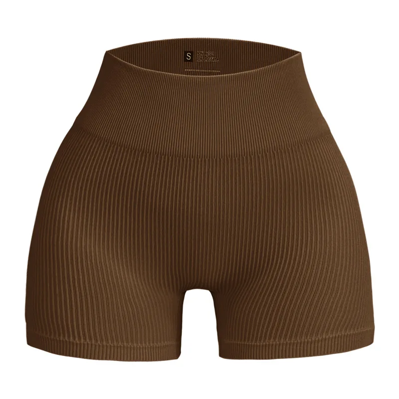 Women's Ribbed Knited Shorts Seamless Yoga Shorts Stretchy High Waist Shorts Sexy Hip Liftting Cycling Running Three Point Pants
