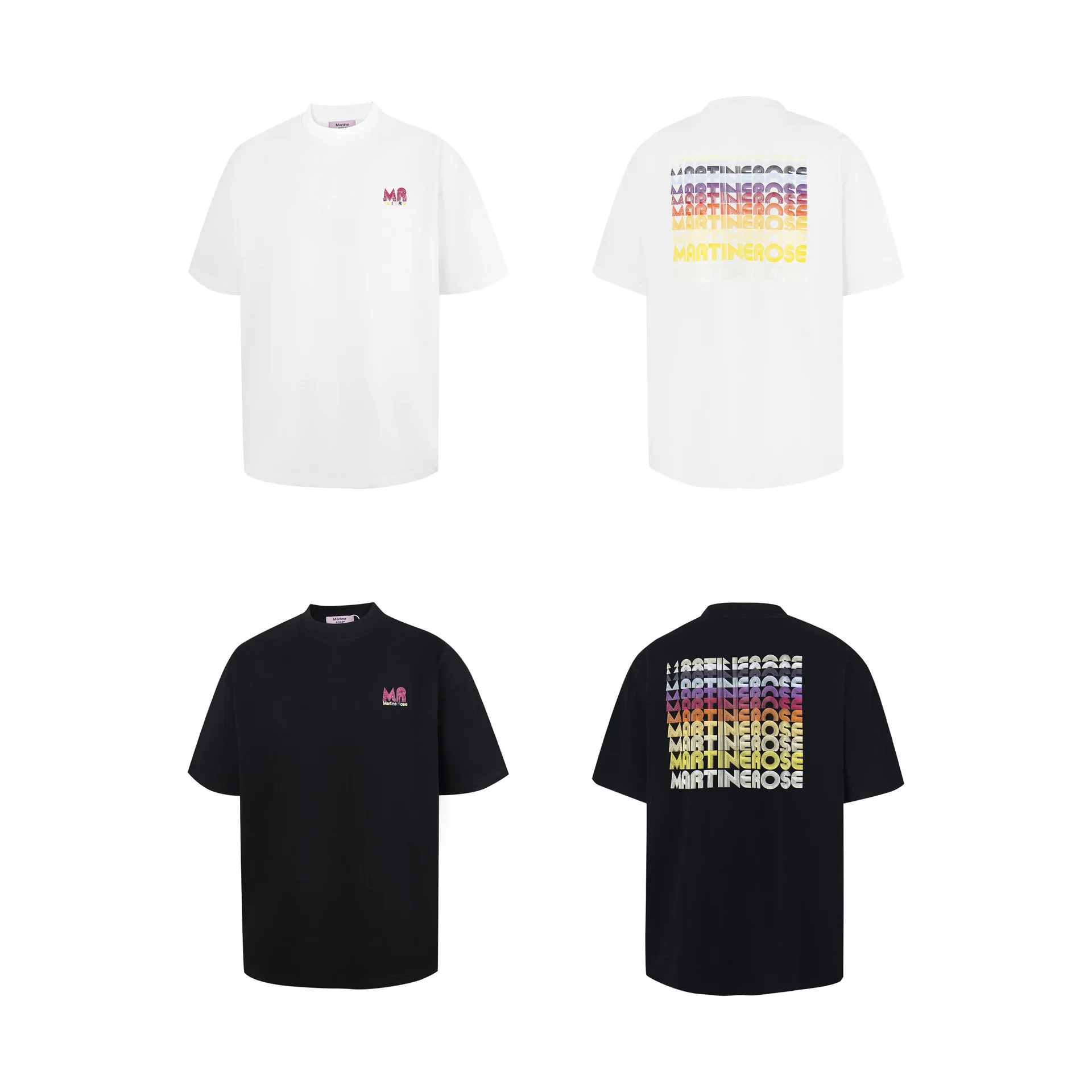 Martine Rose 26ss Summer Rainbow Print Trendy Brand Pure Cotton Loose-In Style Vibes Short-Sleeved Tee Shirt