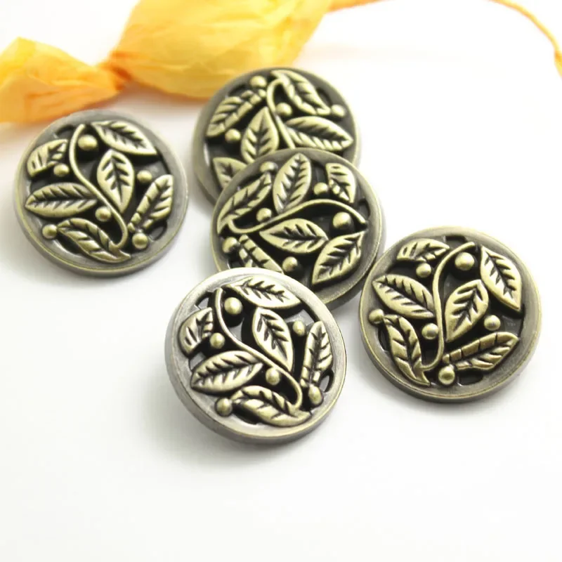 Antique Bronze Brushed Metal Button, Windbreaker Button, Retro Decoration, Flatback Embellishments, Wholesale, 18-40mm, 10Pcs