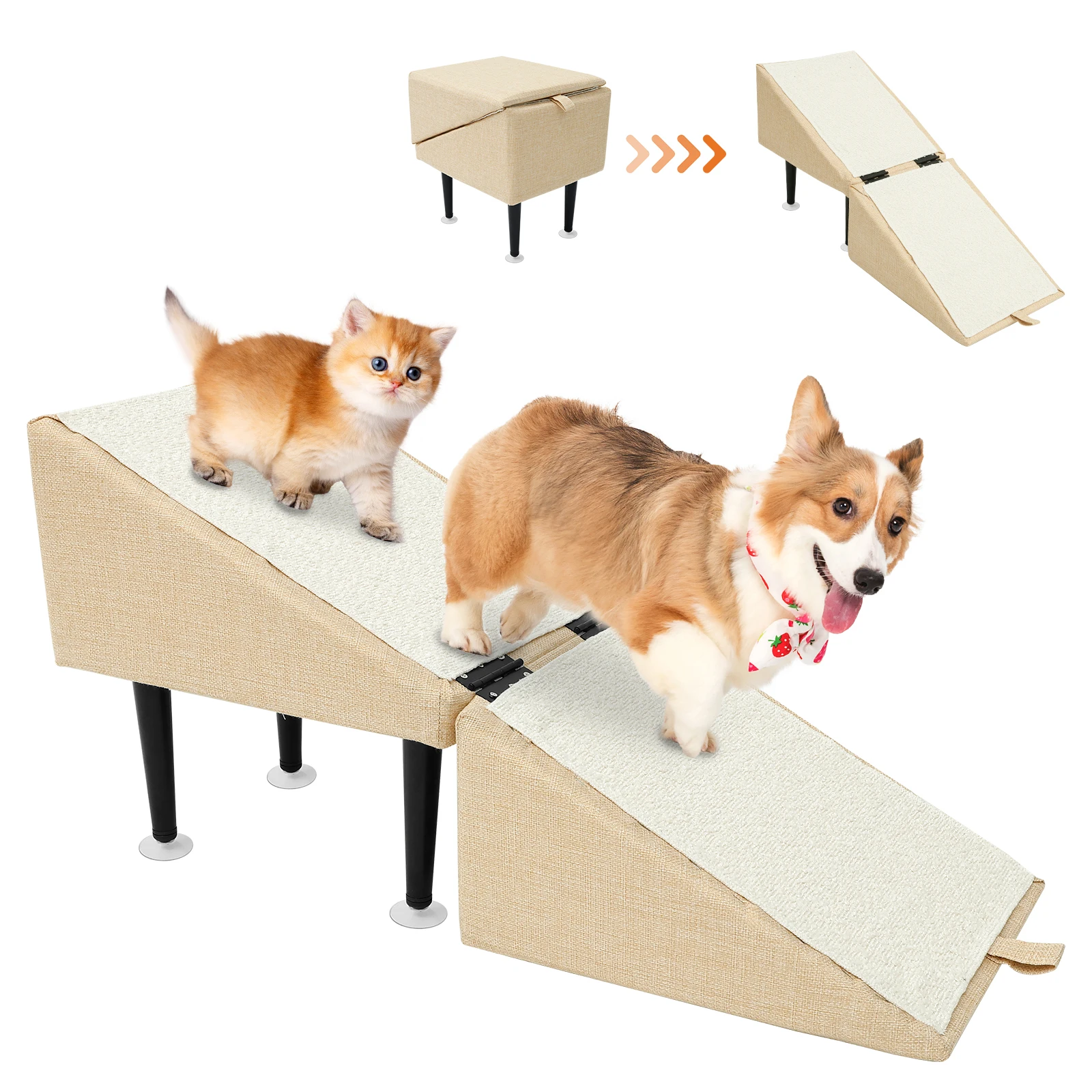 

Разделенный османский пандус для собак, складная лестница для собак, кошек, съемный защитный пандус для домашних животных, ступенька для домашних животных для маленьких и средних кошек, диван-кровать для кошек