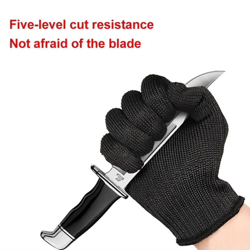 1 Pair Black Self Defense Gloves Outdoor Safety Protection Glove Level 5 Cut Proof Stab Resistant Wire Metal Work Anti-cut Glove