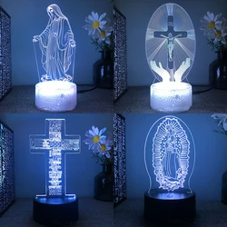 Jesus 3d led lamp for bedroom night lights action Christian figure avatar Bible Blessed Virgin room decor gift luces