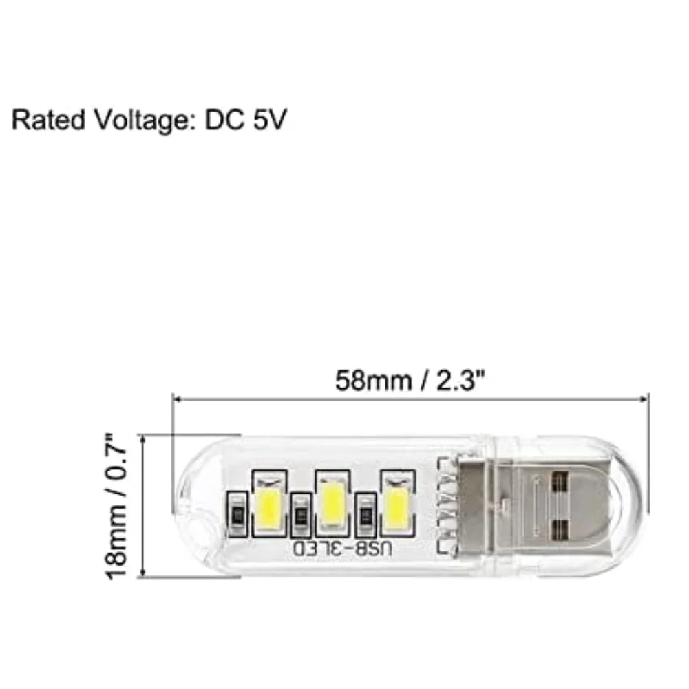 USB Night Light With Three High-brightness 5730 LED Beads Portable USB Night Light Energy-Saving High Brightness Tools Parts