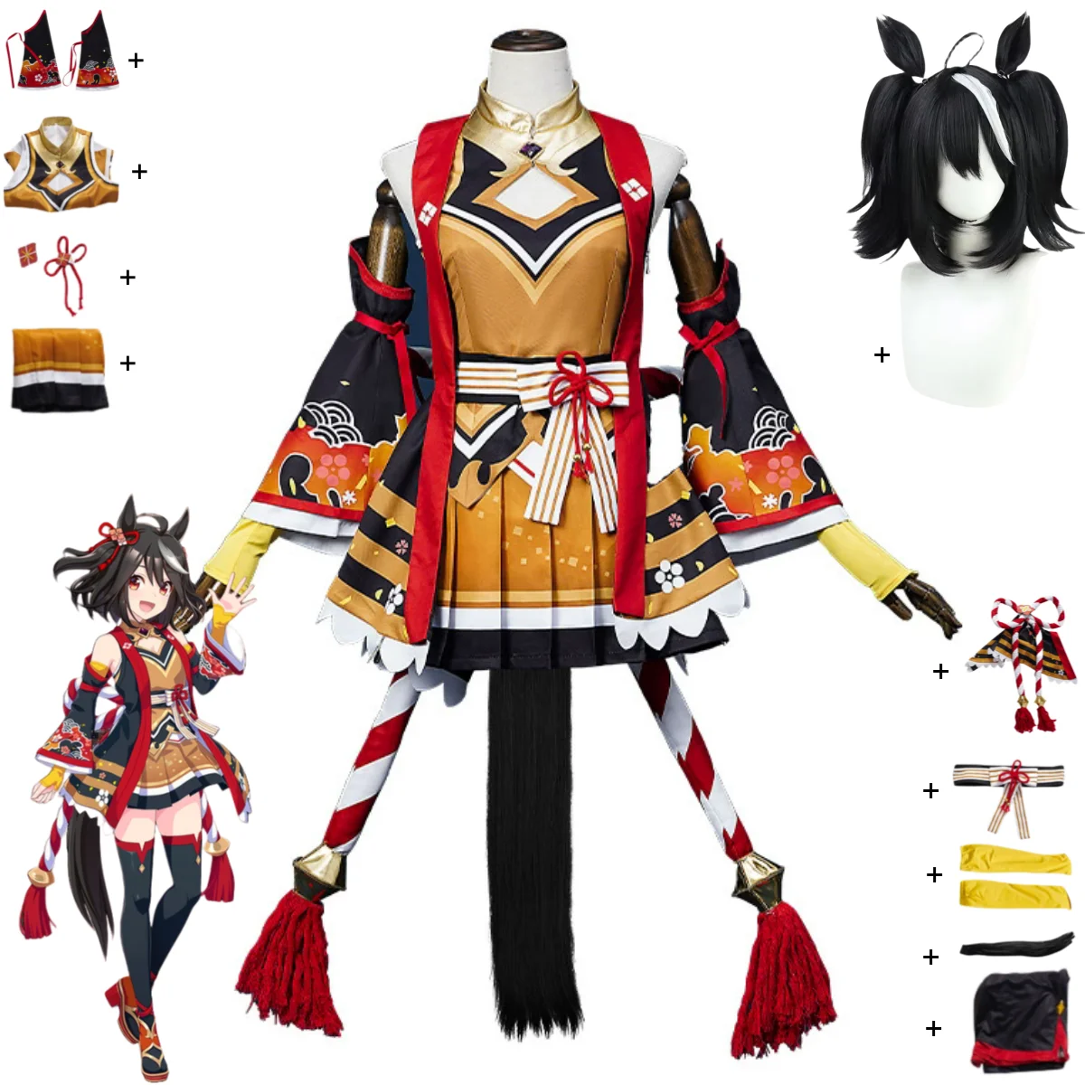 

Аниме-игра Umamusume: Pretty Derby Season 3 Kitasan, черный костюм для косплея, боевая форма Spica, юбка, женский сексуальный карнавальный комплект2025