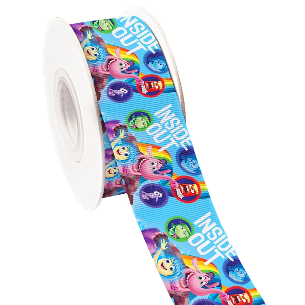 Disney Inside Out Printed Grosgrain Ribbon for Cheer Bows DIY Girl Gift Wrap 10yards Satin Ribbon