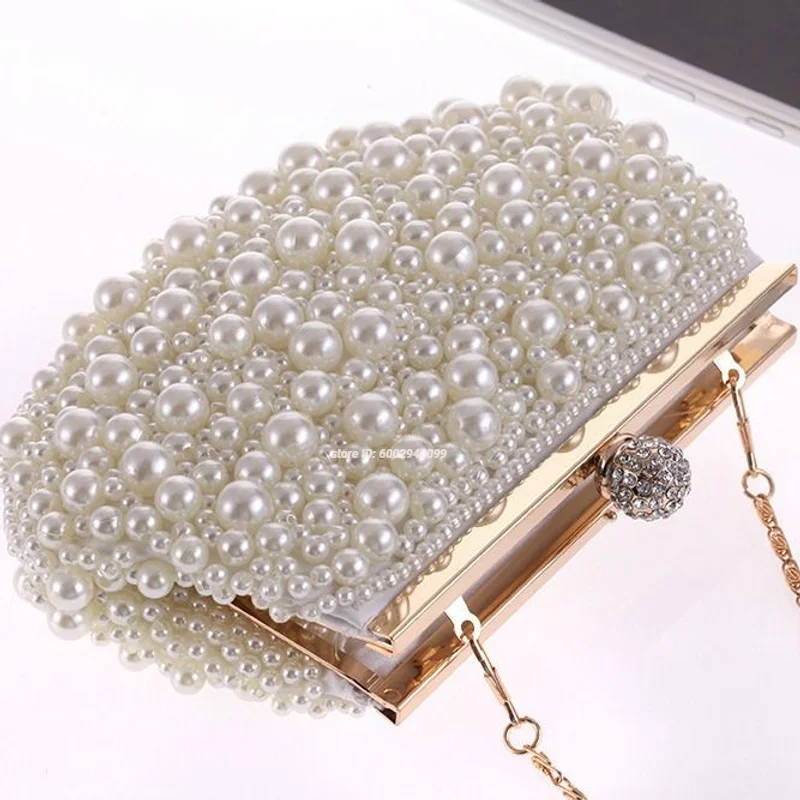 

Роскошная вечерняя сумка с жемчужной вышивкой для женщин, клатч с стразами для свадьбы и вечеринок, сумка через плечо с жемчужным декором.