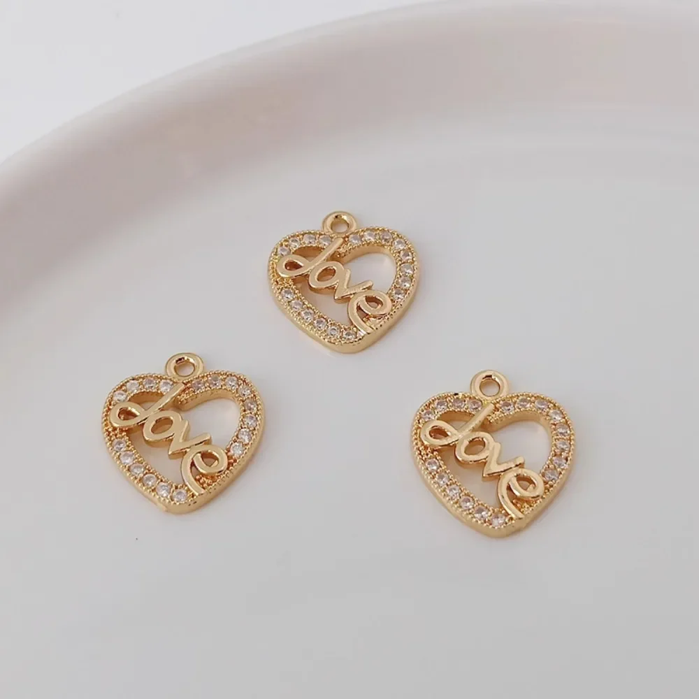 

14K Gold-plated Zircon Heart Love Letter Pendant Bracelet Necklace Earrings, DIY Handmade Jewelry Accessories
