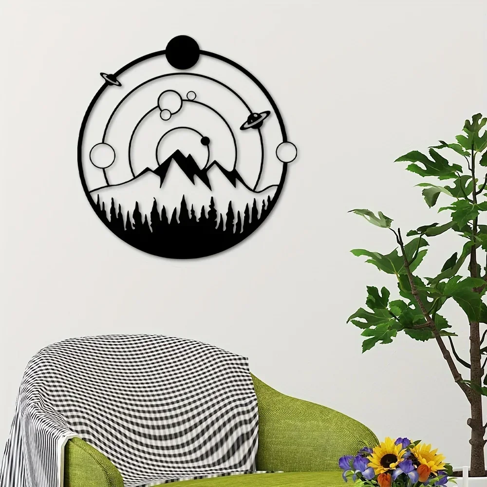 1pc  Modern Metal Home Decoration Wall Hanging Decor Art Planets and Mountains Home Office Decor Holiday Birthday Parties