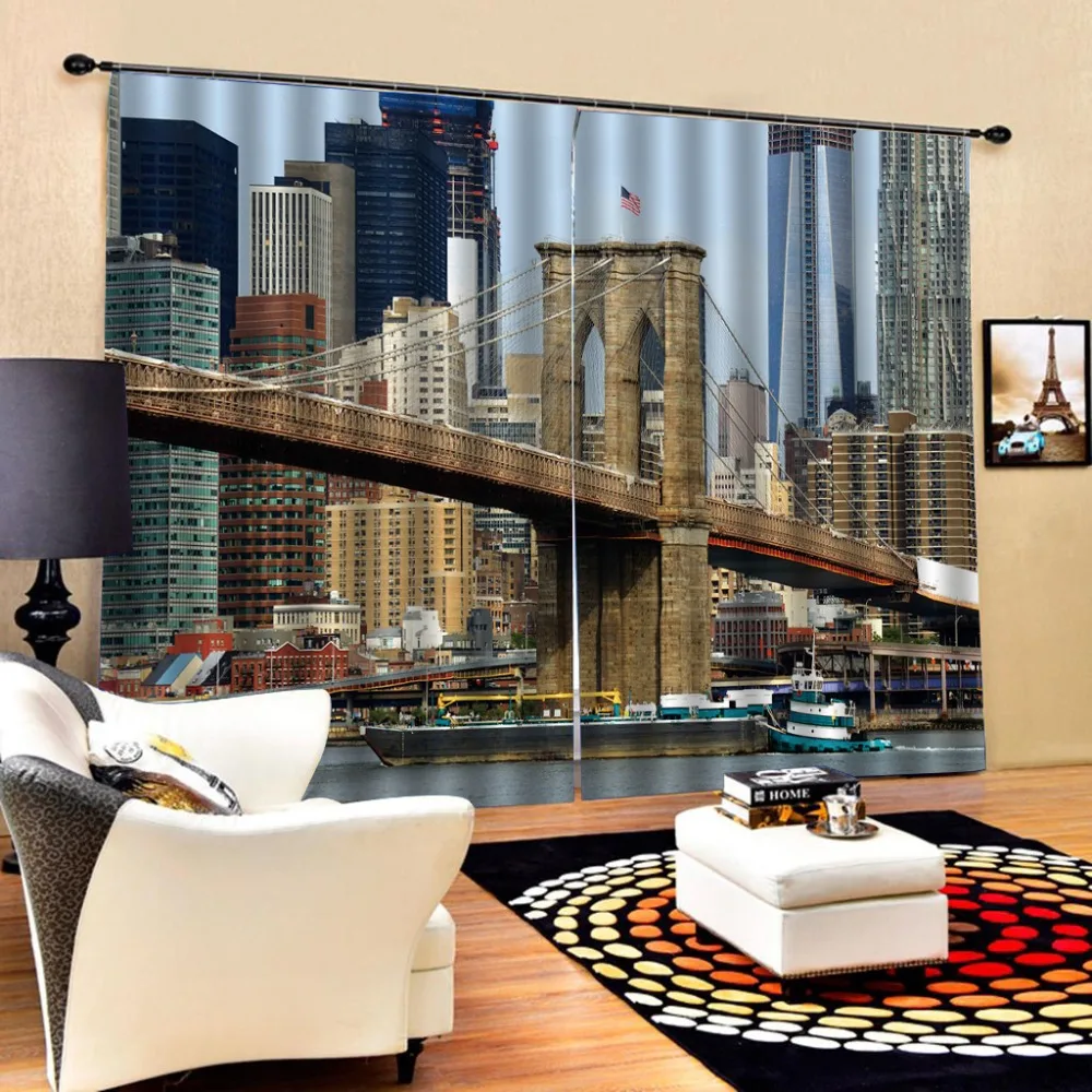 high builidng curtains European Curtains Photo Painted 3D Curtain Living room Blackout curtain