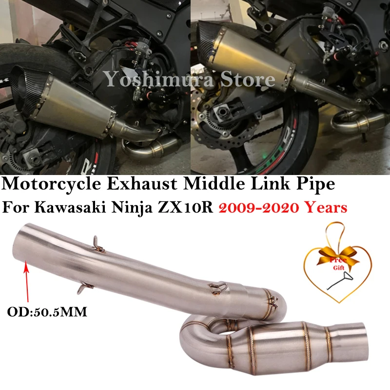 

Slip On For Kawasaki ZX-10R ZX10R ZX 10R 2009 - 2020 Motorcycle Exhaust Escape Middle Link Pipe System Muffler Stainless Steel