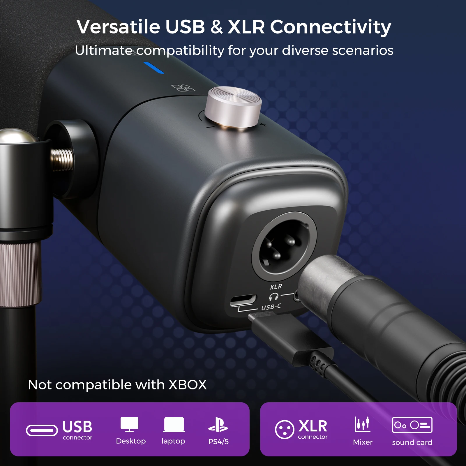 NearStream Dynamic XLR USB Mic Desktop Professional Microphone Plug-and-Play for Gaming Studio Streaming Podcast Recording pc