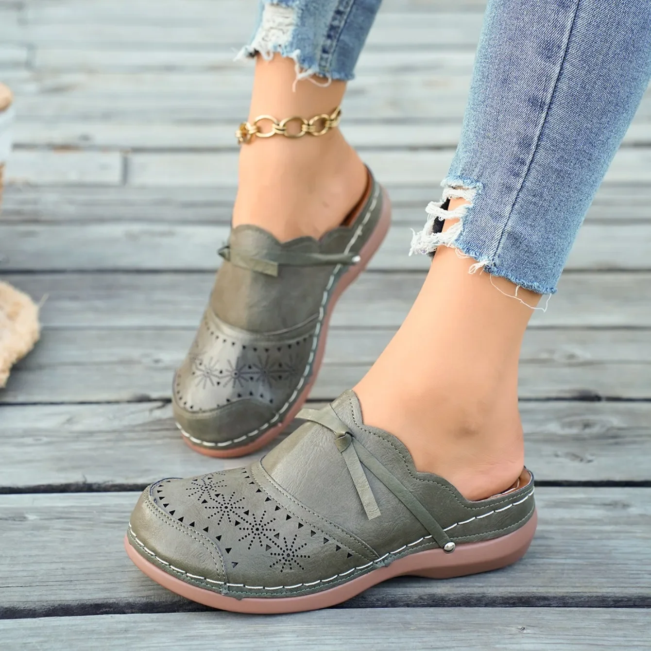 Comfortable Flat Wedge Sandals For Women With Bow Detail Beach_voghion.com