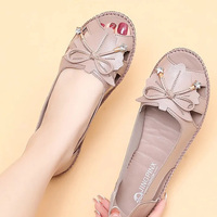 Feerldi Women's Sandals Designer Star Pendant Bowtie Genuine Leather Shoes Summer Peep Toe Breathable Loafers Woman Ballet Flats