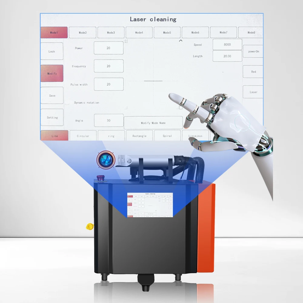 200 واط المهنية الثقيلة عربة مستمرة حقيبة نبض الألياف آلة تنظيف إزالة الصدأ المعدني #6