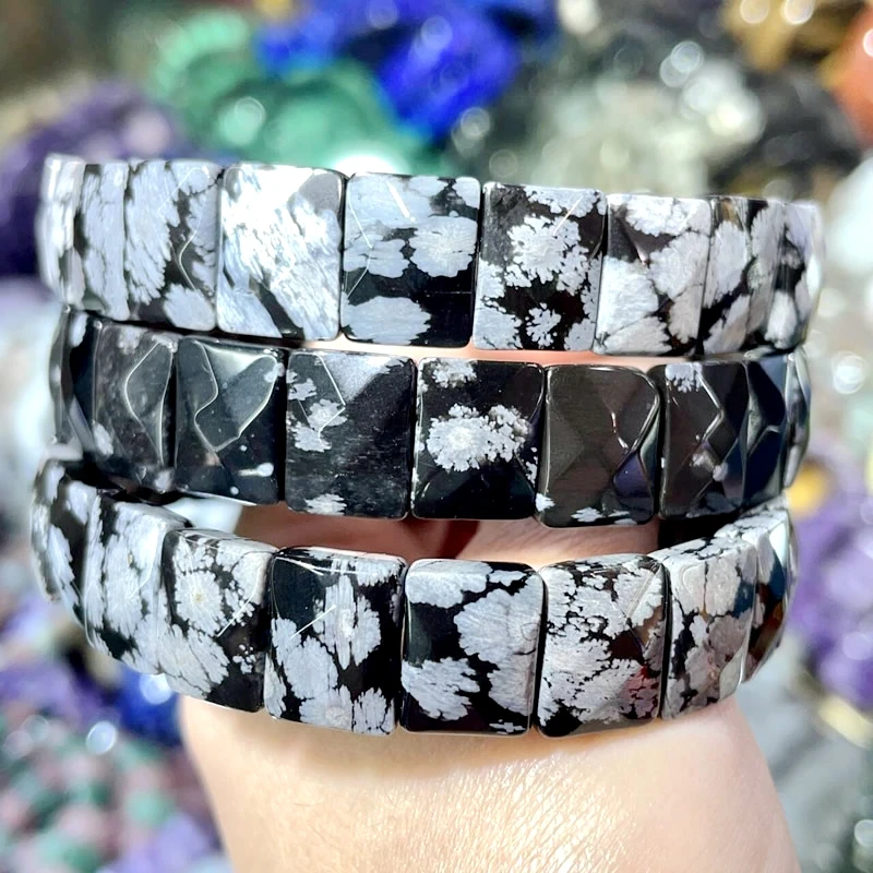 Wholesale 10X12MM Natural Stone Amethyst Amazon Tiger Eye Quartz Square Elastic Bracelet For Men And Women Charm Jewelry