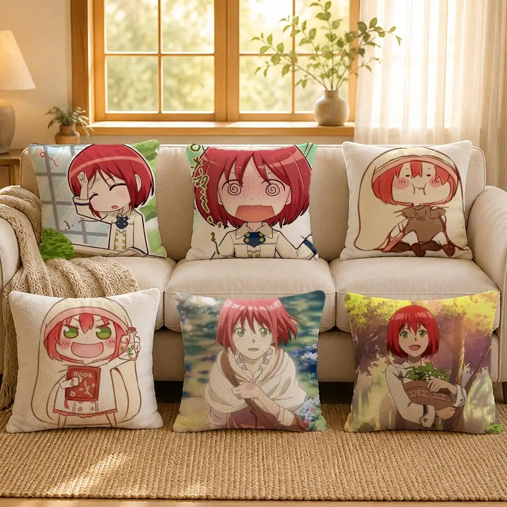 Anime Snow White Red Hair Love Cushion Cover Personalized Short Plush Soft Bedroom Sofa Home Decor Gift