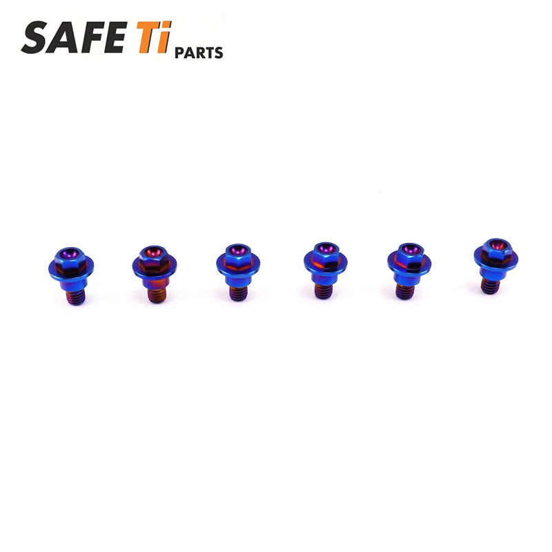 GR5 Titanium Fork Guard Bolt Kit 6PCS for KTM Dirt Bike | Burned Blue Rainbow Front Fork Screws Set Motocross Parts