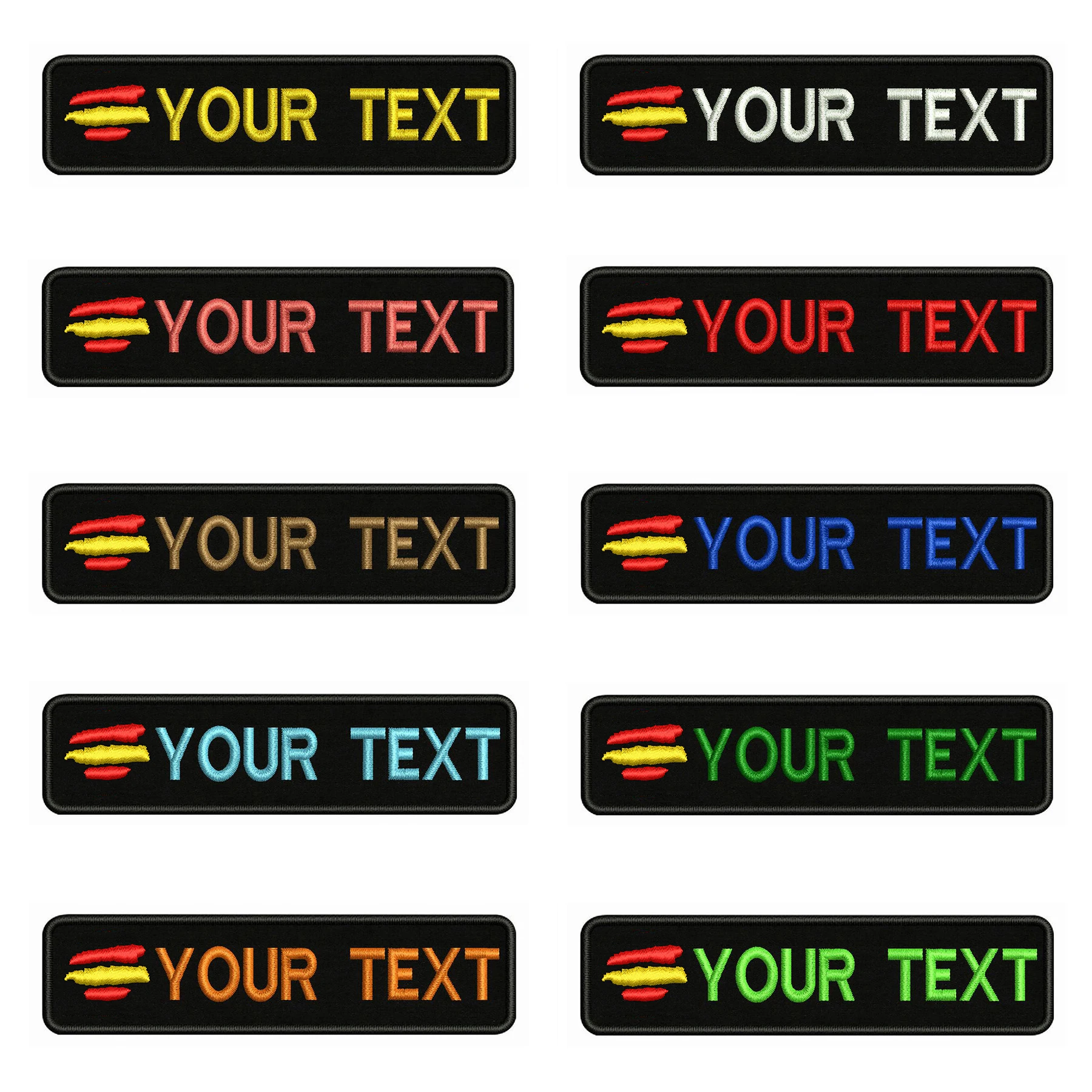 Spanisch Flagge Spanien 10X 2,5 cm Stickerei Custom Name Text Patch Streifen Abzeichen Eisen Auf Oder Patches