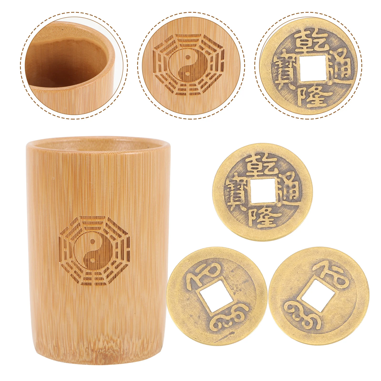 Lucky Coin Ching Divination Bamboo Tube Coins Chinese Style Game Props Copper for