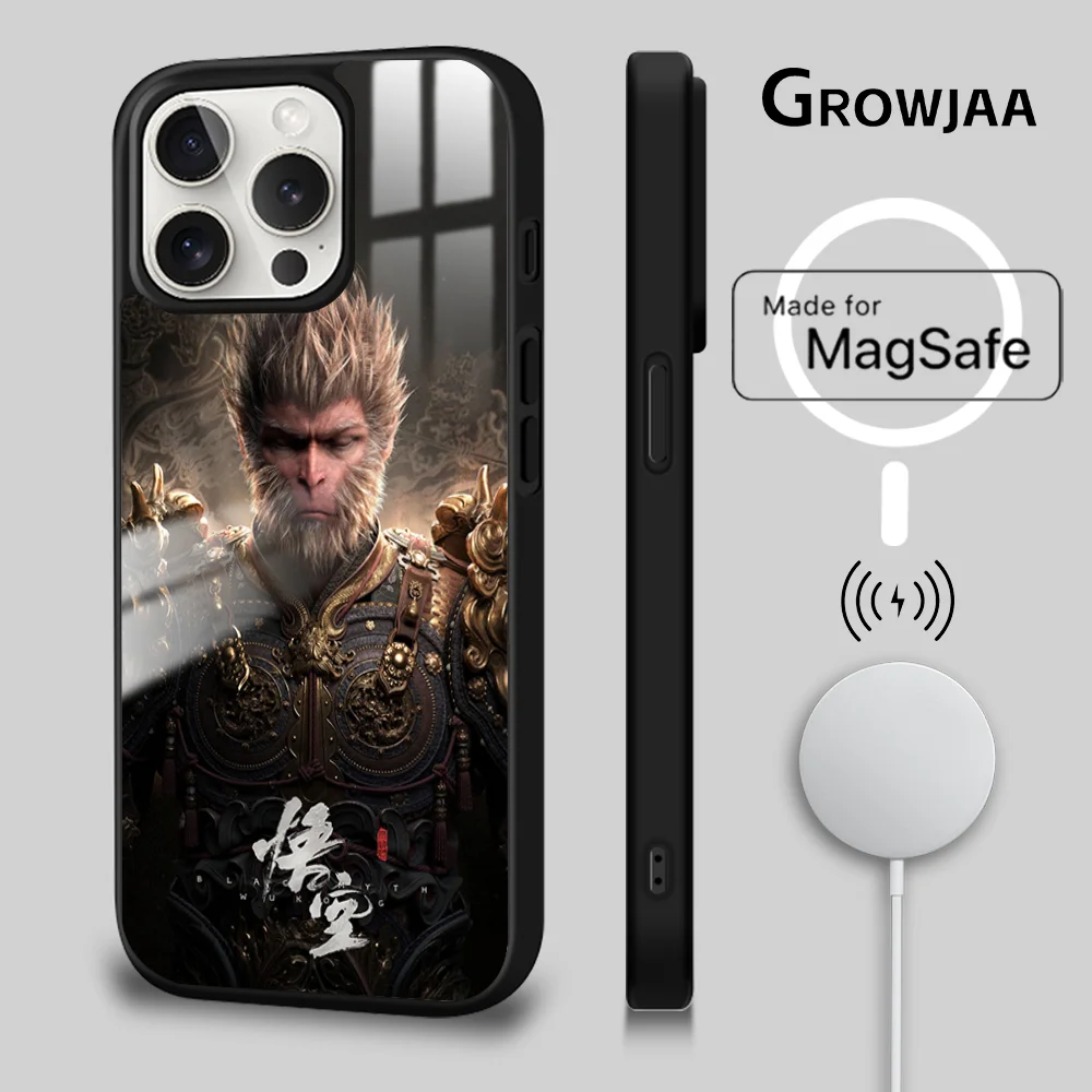 

Game Black Myth Wukong Magsafe Phone Case For iPhone 15 14 13 12 11 Pro Max Plus Mini Shockproof Mirror Wireless Magnetic Cover