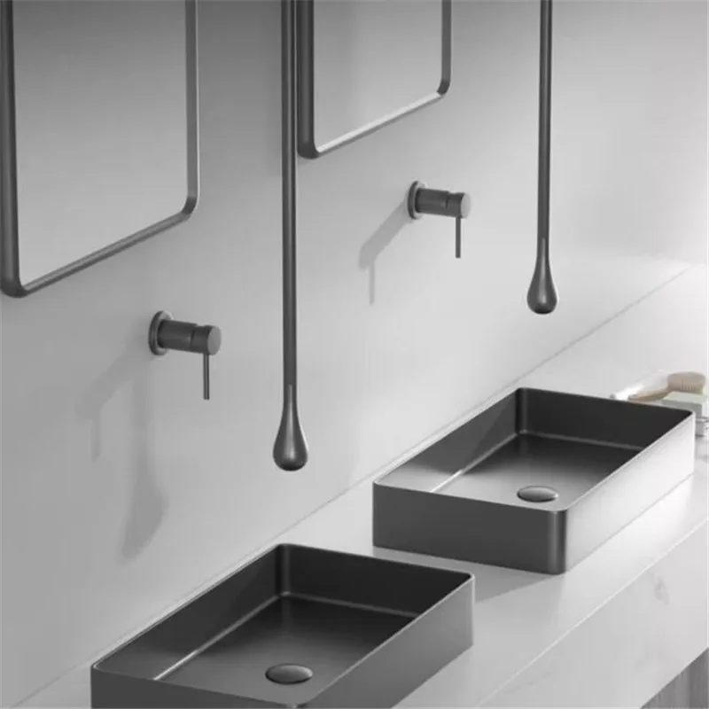 Tuqiu Hanging Ceiling Rose Gold Bathroom Faucet 160 M Black Bathroom Basin Faucet Brushed Gold Sink Tap Customized Length Faucet