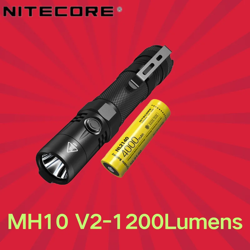 NITECORE MH10 V2 Rechargeable Led Flashlight 1200Lumens Utilizes a CREE XP-L2 V6 LED With 18650 4000mAh Battery Ultra Light