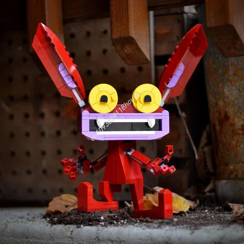 188 elementów MOC Mały Czerwony Potwór Uroczy Kreskówkowy Model z Klocków Kreatywny Zestaw do Składania dla Dzieci Prezent na Święta