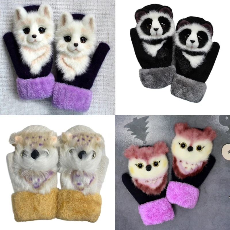 kid Gloves Animal Cute Children Gloves Cartoon Gloves Kids Plush Gloves Mitts Winter Cute Mittens Knit Gloves