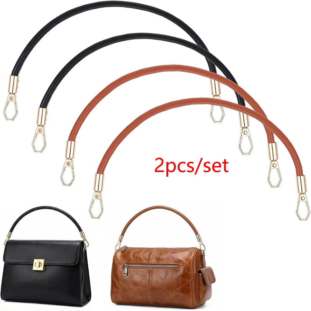 2Pcs DIY Bag Making Handle Accessories Set, Multiple Colors Available, New Replaceable Pu Gold Plate Hook Bag Handle Strap, Bag Shoulder Strap, Suitable for Handmade Bag Making Enthusiasts, Handle Shoulder Strap